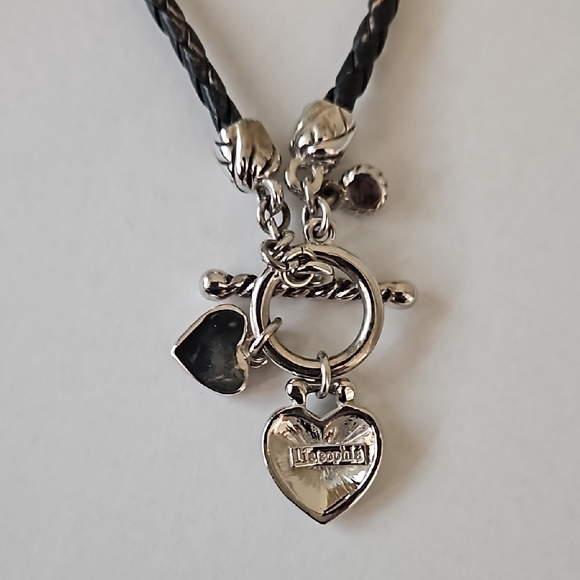 Lia Sophia Braided Cord Toggle Charm Heart Pendant Necklace - Picture 4 of 4